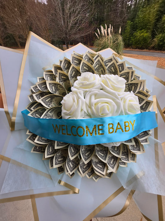 Large Money Bouquet: LIGHT BLUE