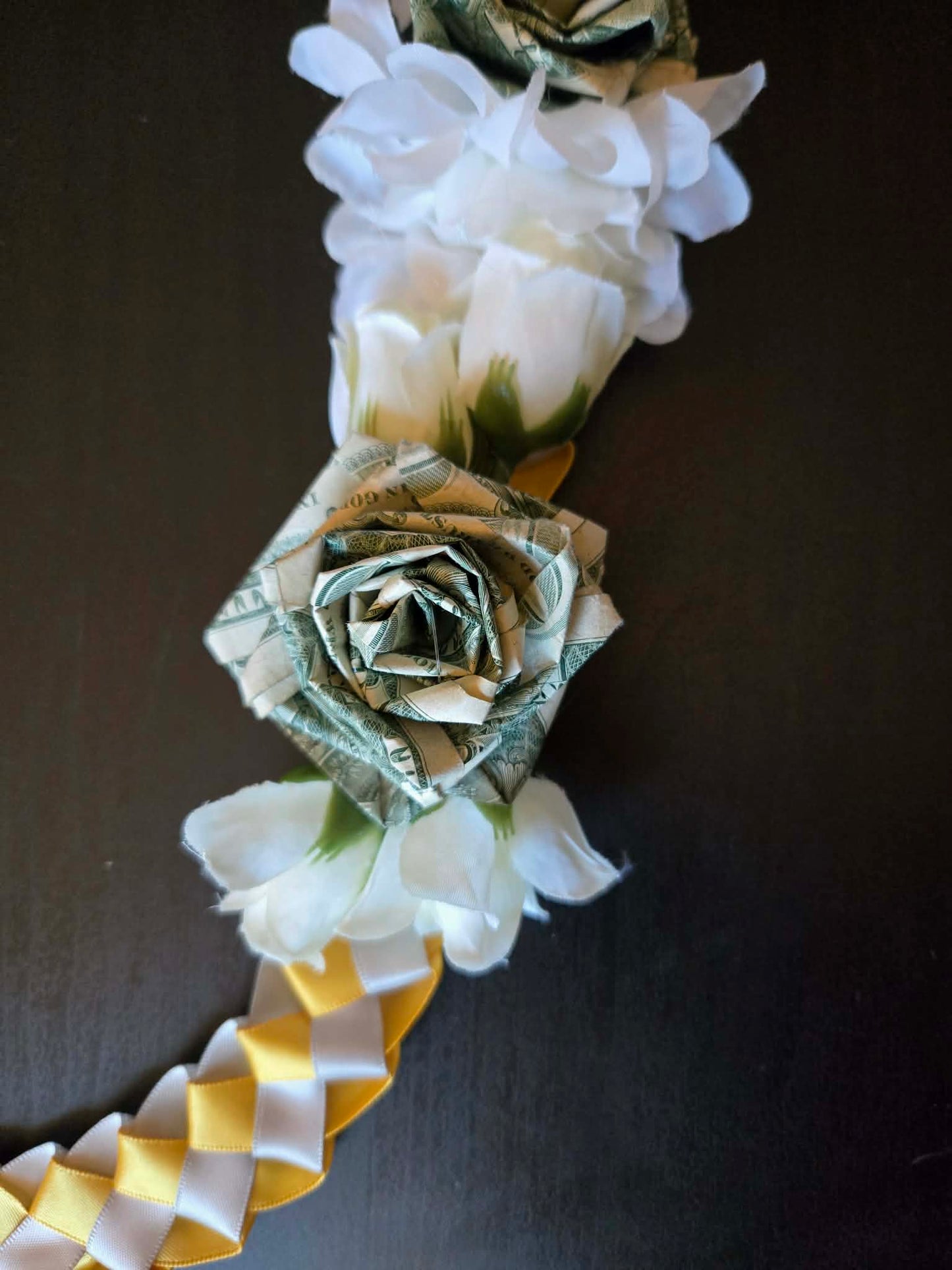 Braided Money Lei: YELLOW & GRAY