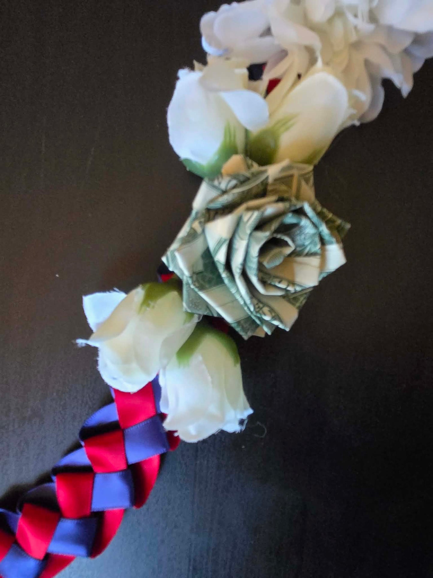 Braided Money Lei: RED & NAVY