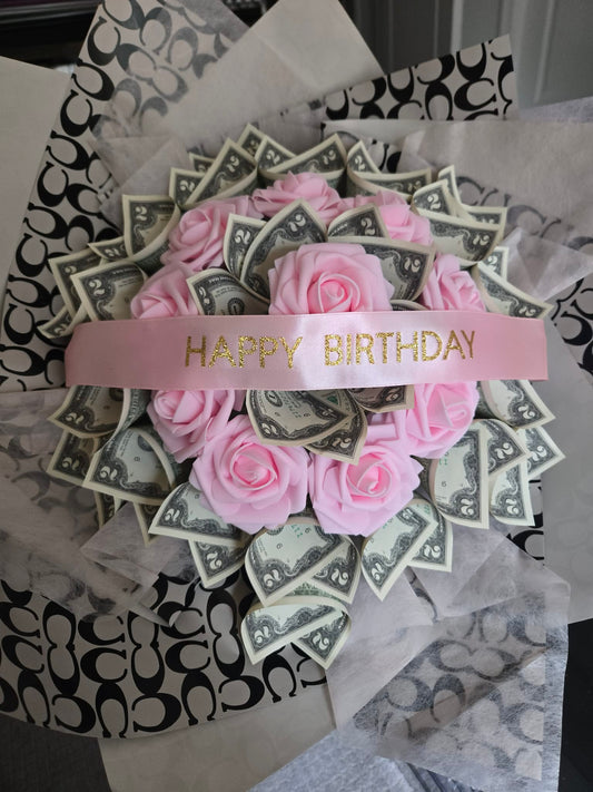 Large Designer-Inspired Money Bouquet: COACH Black Style