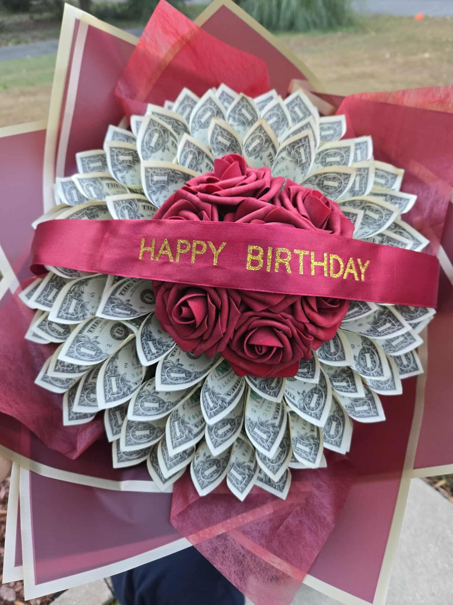 Large Money Bouquet: MAROON