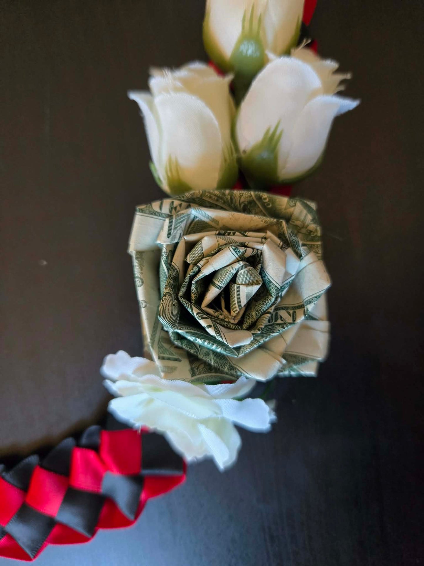 Braided Money Lei: RED & BLACK