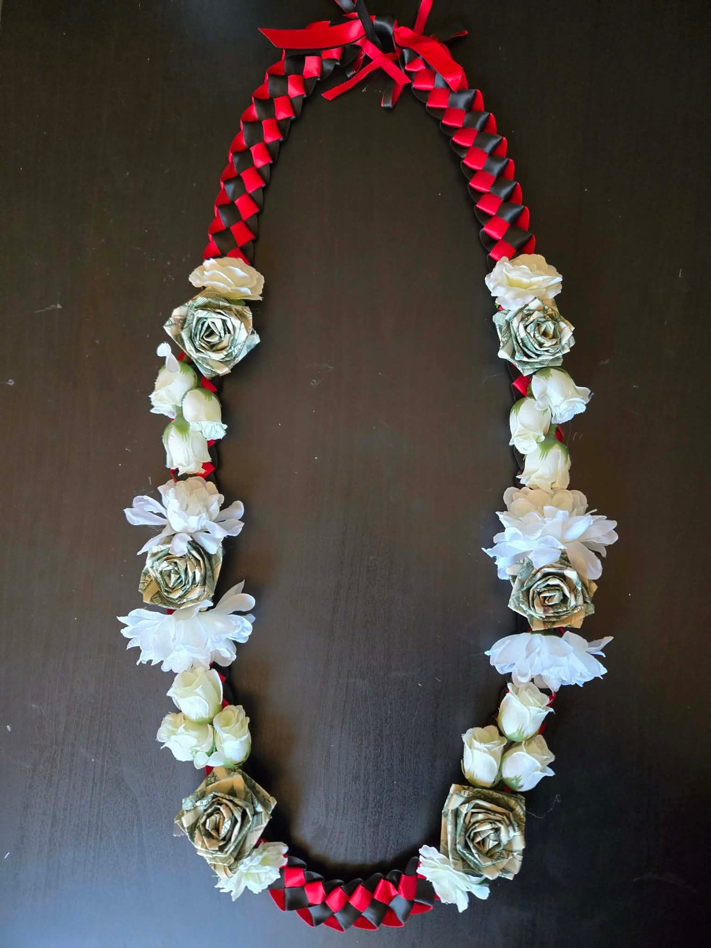 Braided Money Lei: RED & BLACK