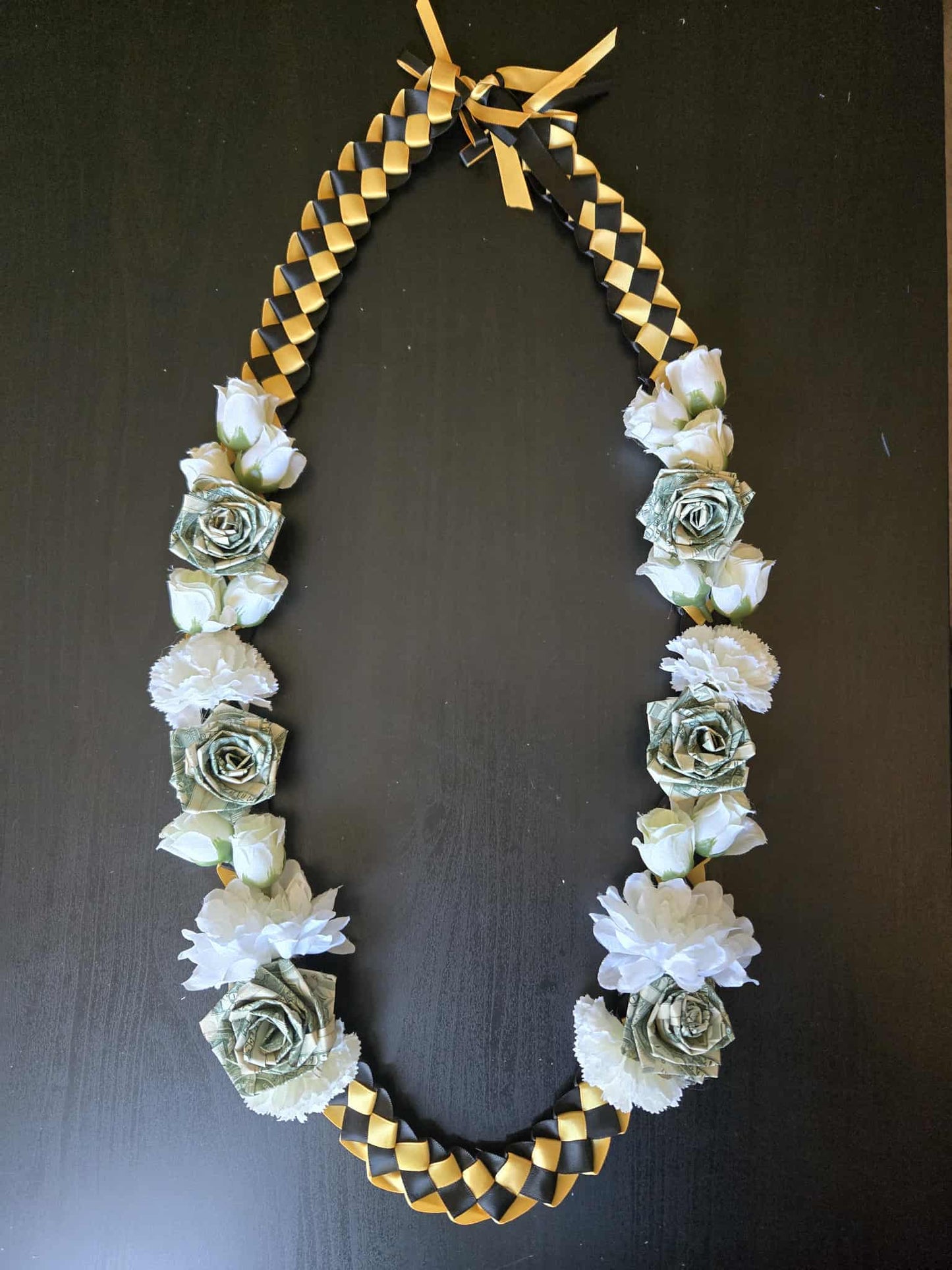 Braided Money Lei: BLACK & YELLOW