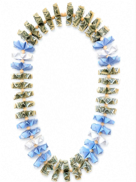 Classic Money Lei: LIGHT BLUE