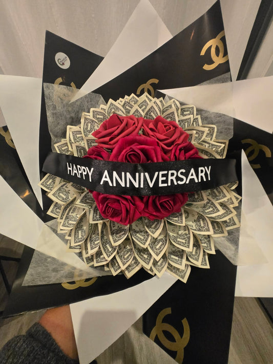 Large Designer-Inspired Money Bouquet: CHANEL Black Style