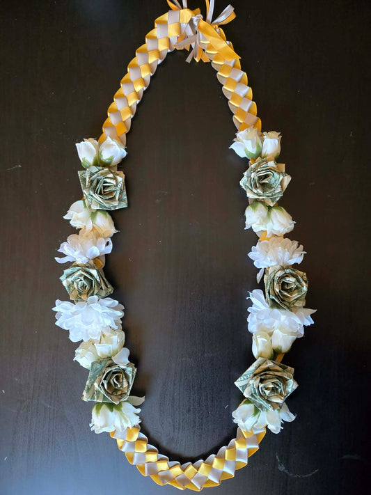 Braided Money Lei: YELLOW & GRAY