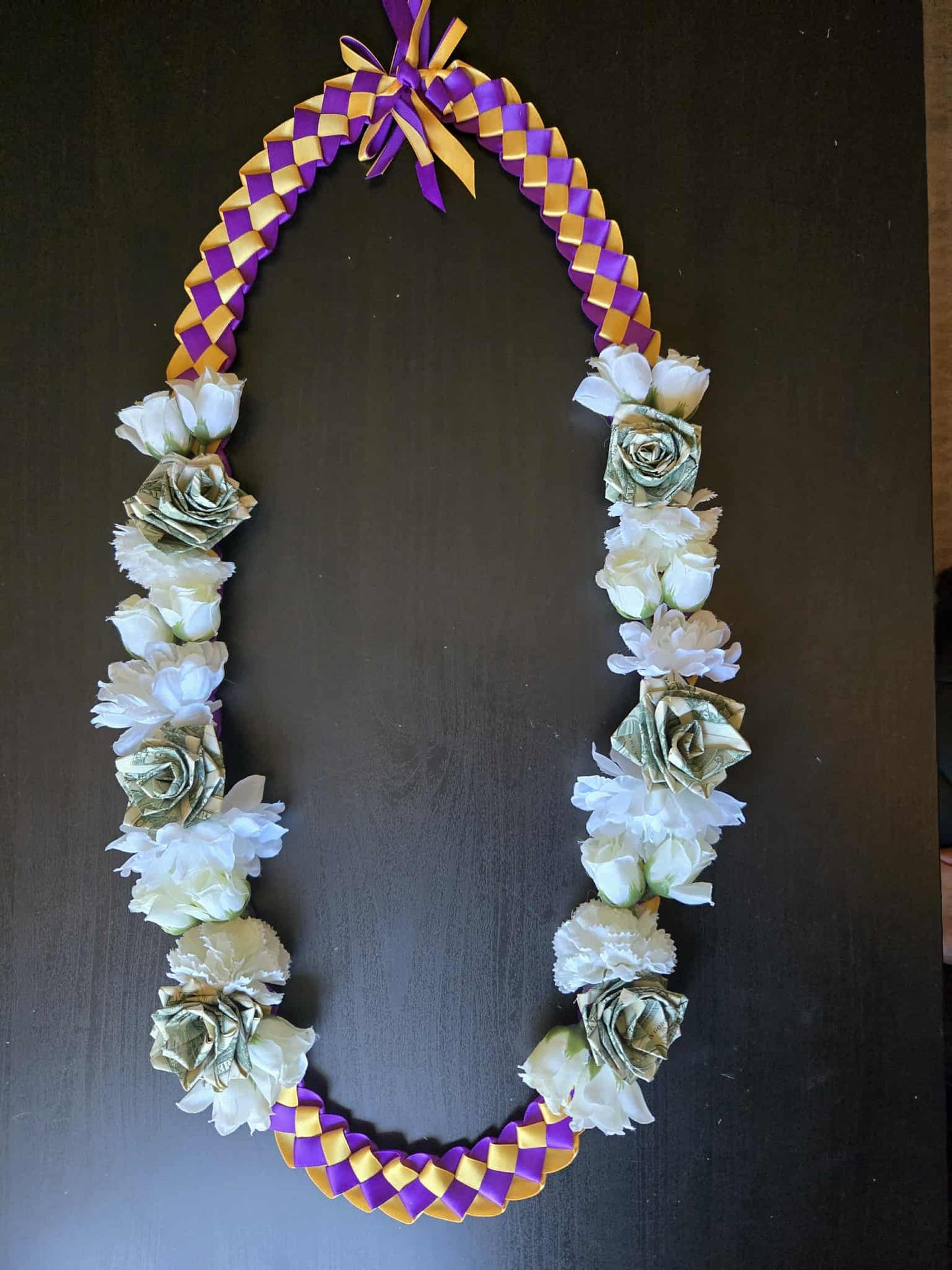 Braided Money Lei: PURPLE & YELLOW