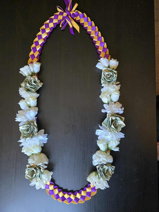 Braided Lei: PURPLE & YELLOW