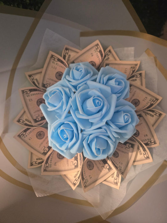 Small Money Bouquet: LIGHT BLUE
