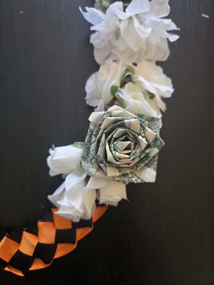 Braided Money Lei: BLACK & ORANGE
