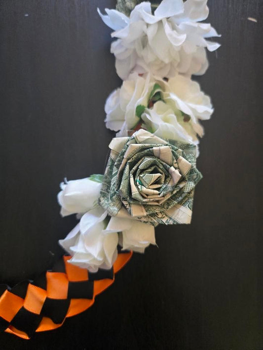 Braided Money Lei: BLACK & ORANGE