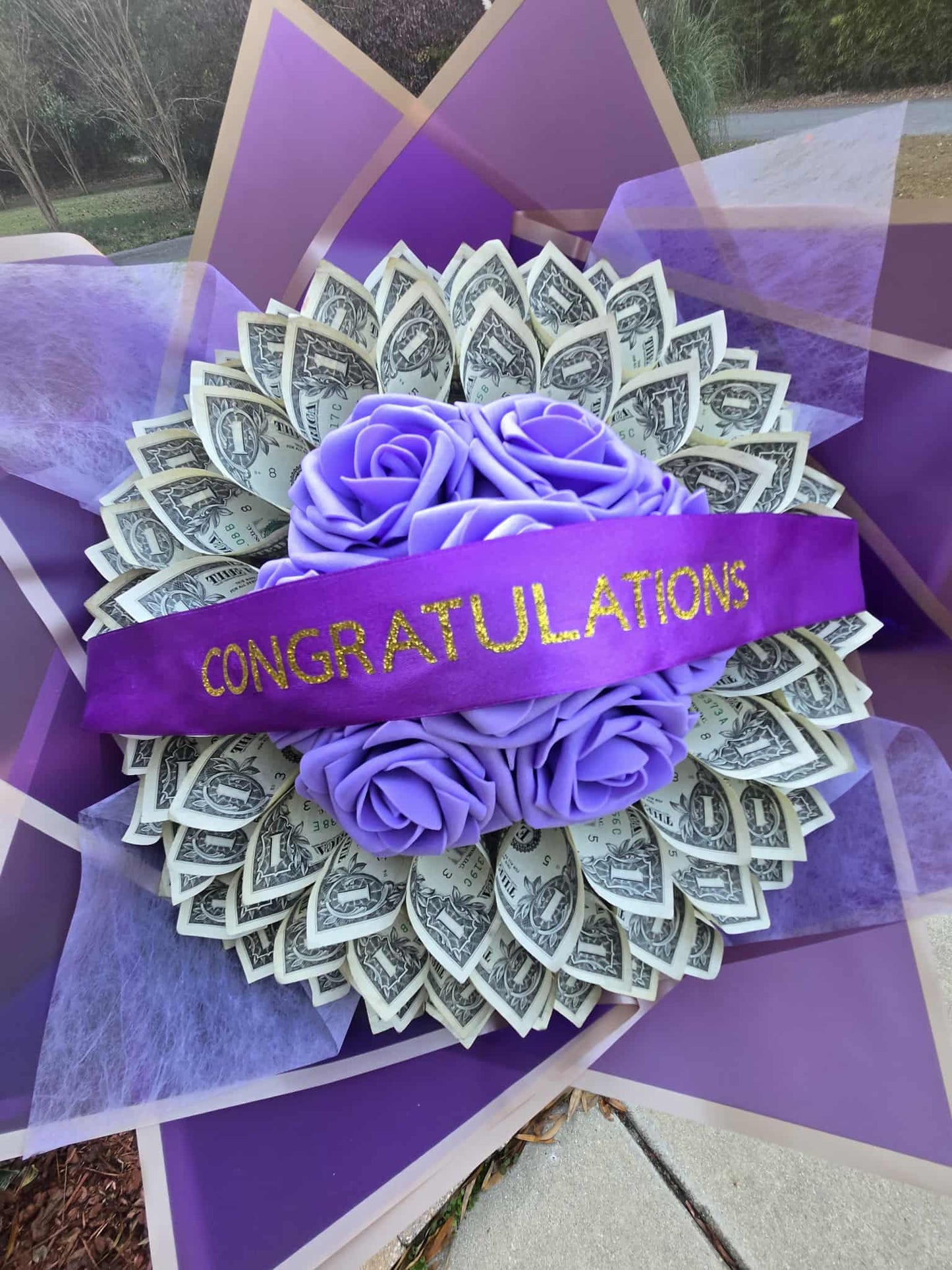 Large Money Bouquet: PURPLE