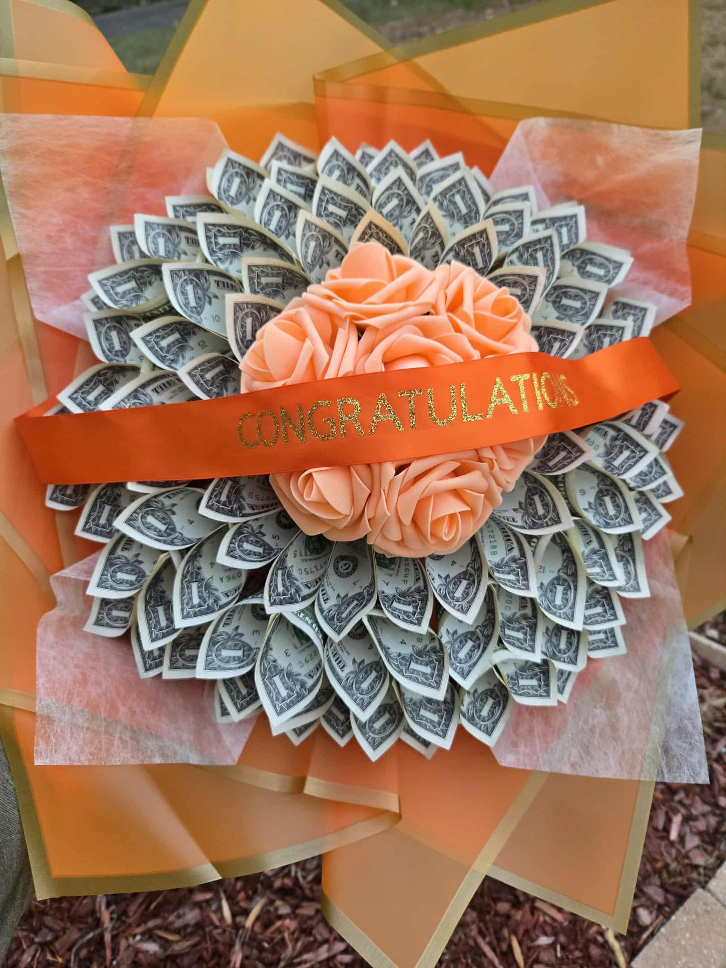 Large Money Bouquet: ORANGE