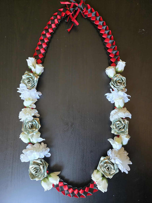 Braided Lei: BLACK & RED