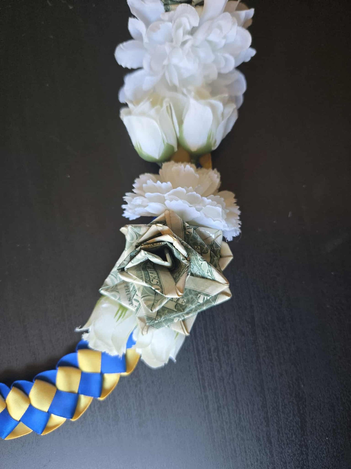 Braided Money Lei: ROYAL & YELLOW