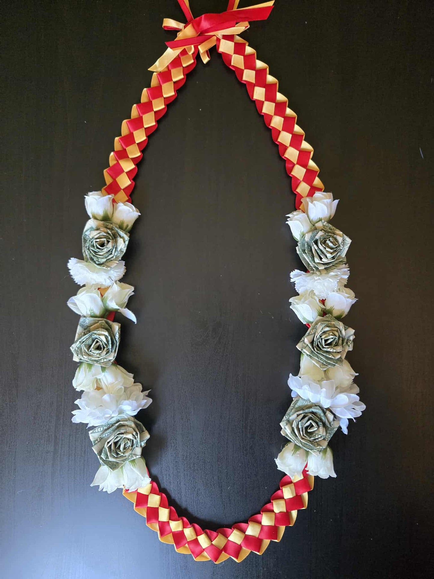 Braided Money Lei: RED & YELLOW