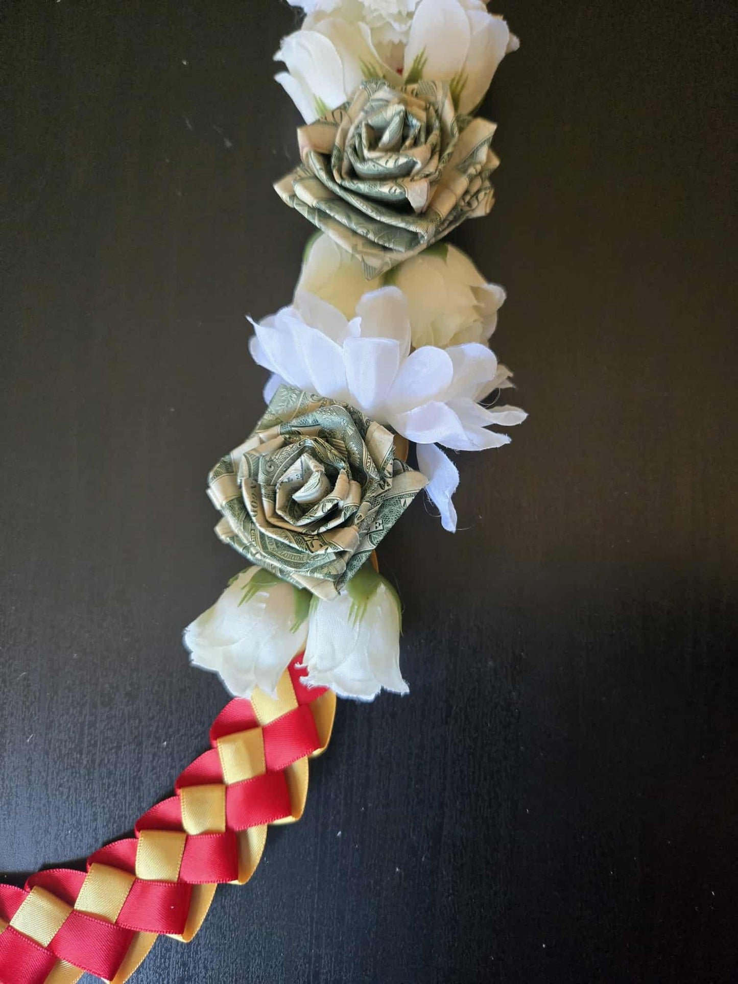Braided Money Lei: RED & YELLOW